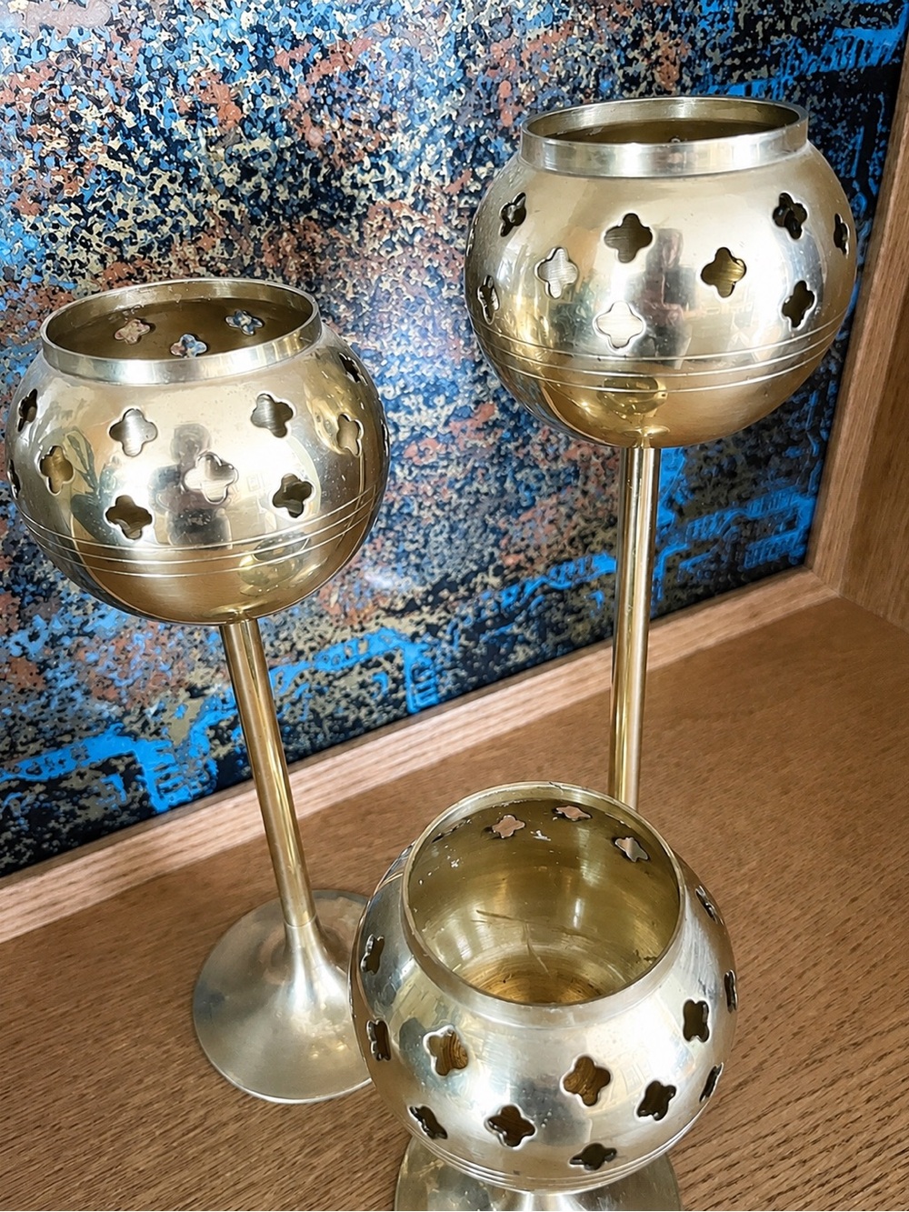 Brass Decorative Candle Holders Set - Gold Finish